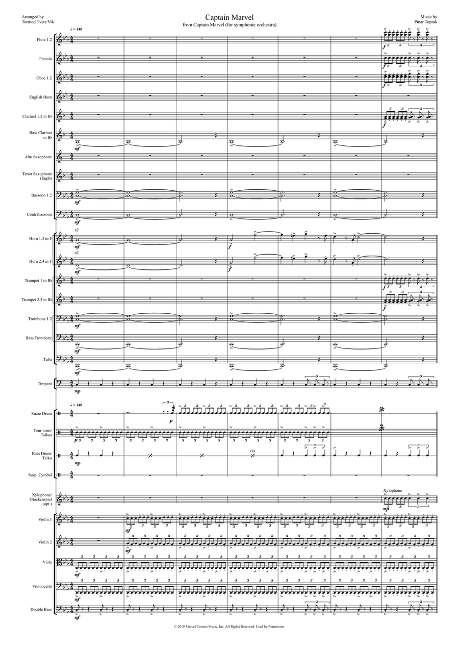 Captain Marvel Full Orchestra scores gallery preview page 1