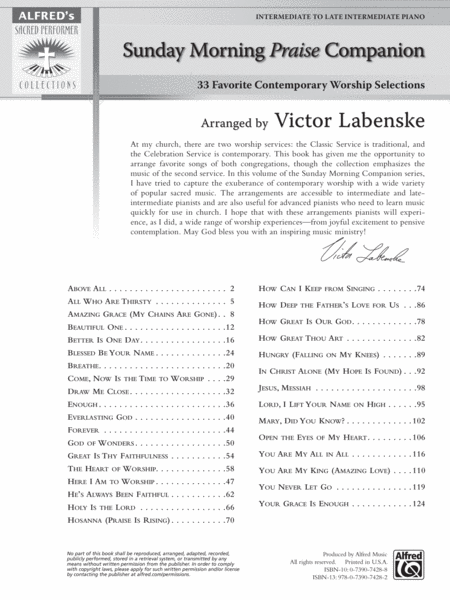 Sunday Morning Praise Companion by Victor Labenske Piano Solo - Sheet Music
