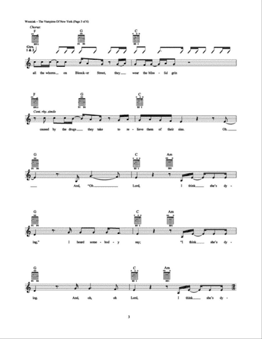 The Vampires of New York The Vampires of New York Electric Guitar scores gallery preview page 3