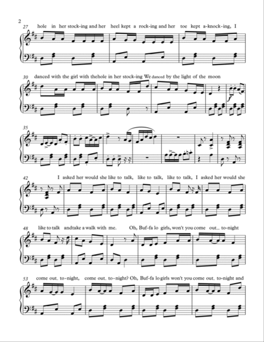 Buffalo Gals Piano Solo scores gallery preview page 2