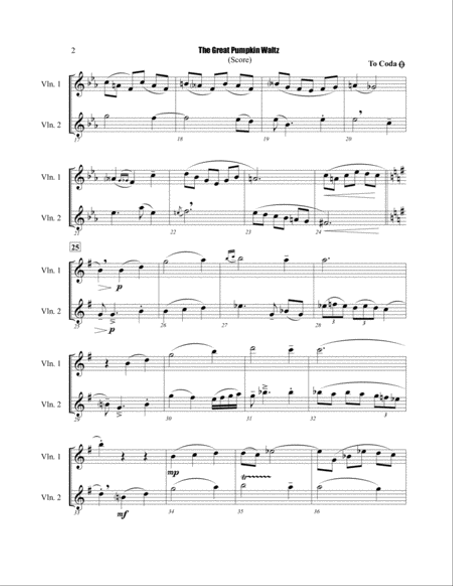 The Great Pumpkin Waltz String Duet scores gallery preview page 3