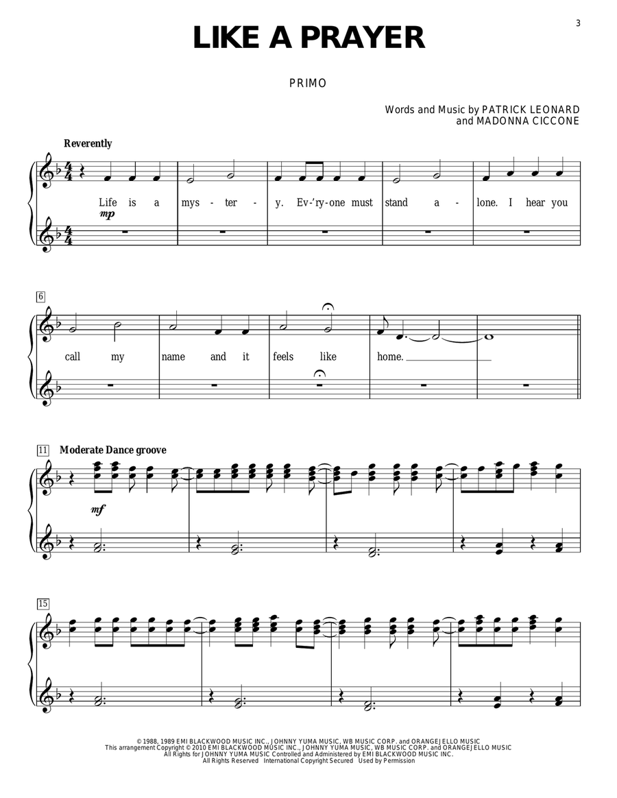 Like A Prayer Like A Prayer Piano Duet scores gallery preview page 2
