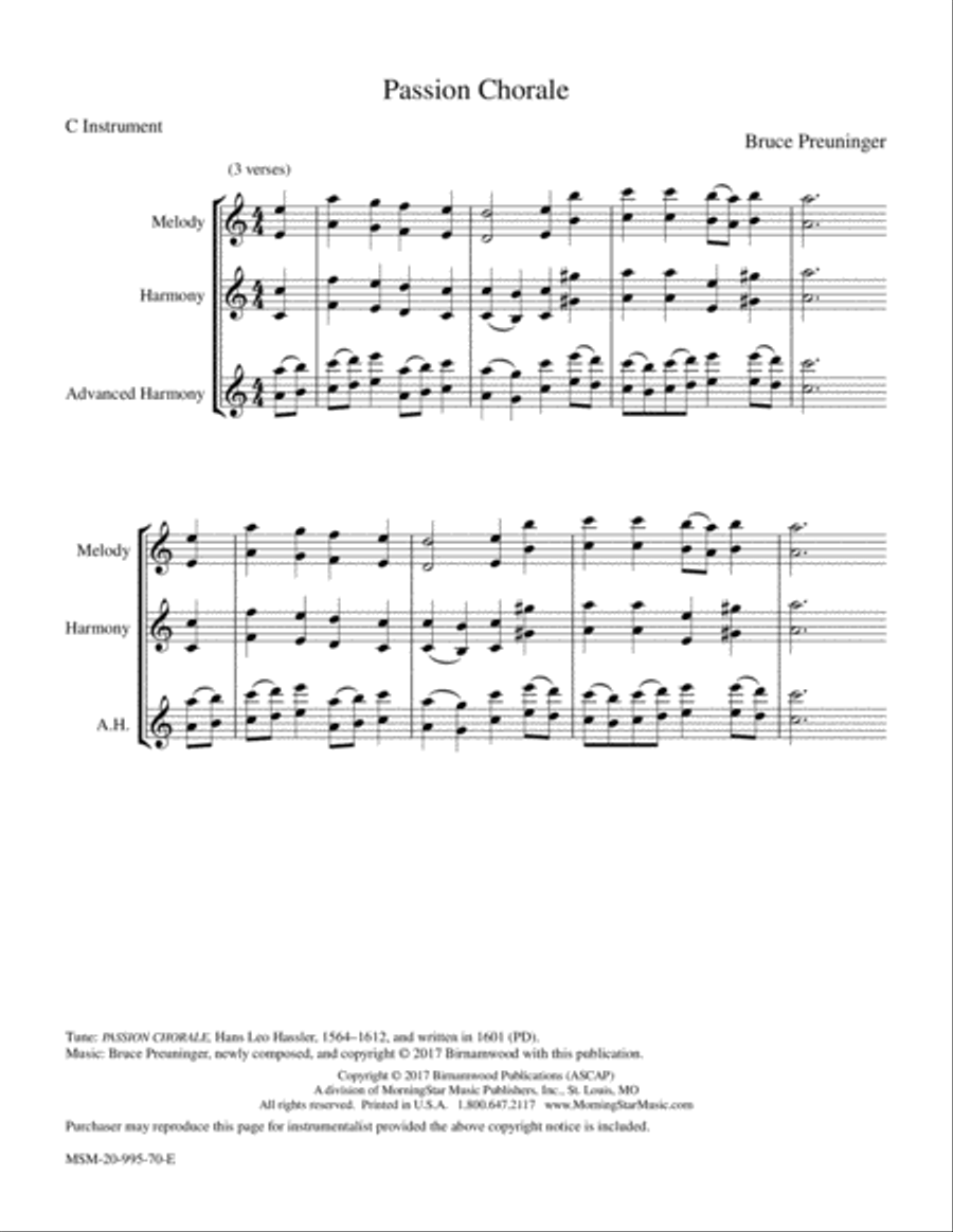Passion Chorale Passion Chorale Piano and Keyboard scores gallery preview page 1