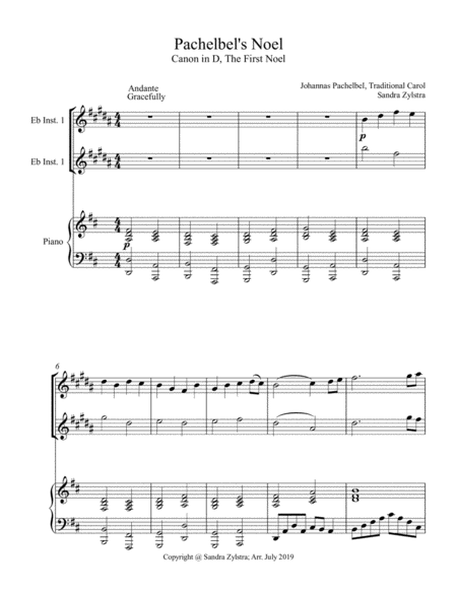 Pachelbel's Noel (treble Eb instrument duet) image number null