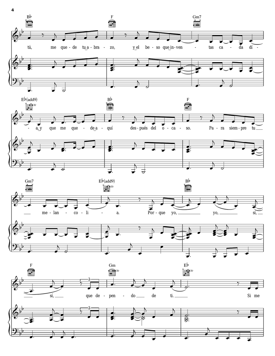 Que Me Quedes Tu Que Me Quedes Tu Piano, Vocal, Guitar scores gallery preview page 4