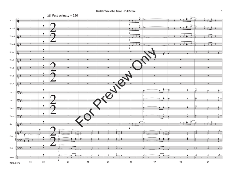 Bartók Takes the Trane (Score) Jazz Ensemble scores gallery preview page 6