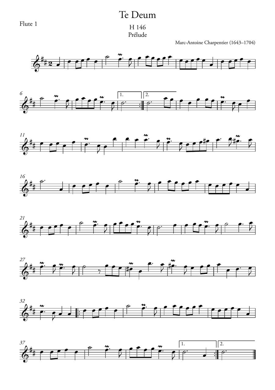 Te Deum Prelude (for 2 Flutes and Piano) Flute Duet scores gallery preview page 4