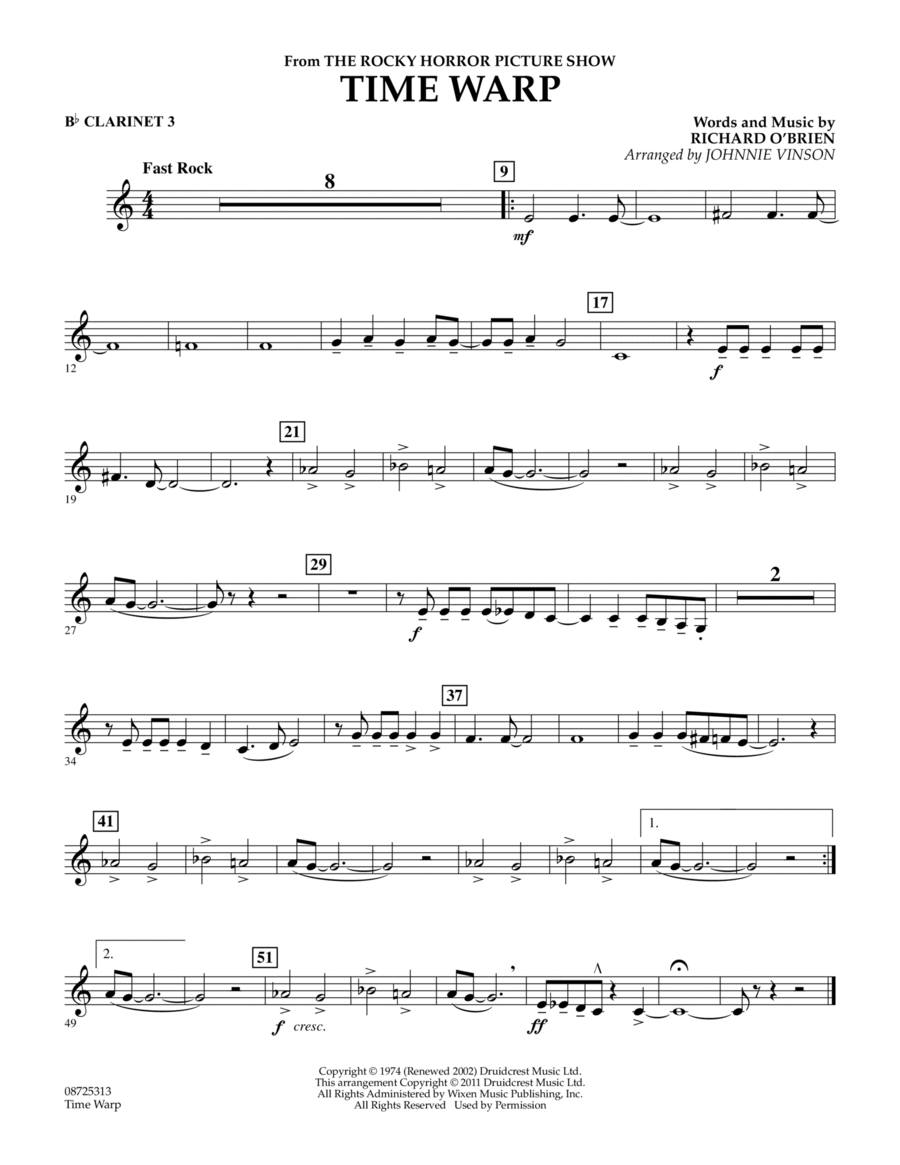 Time Warp (from "The Rocky Horror Picture Show") - Bb Clarinet 3