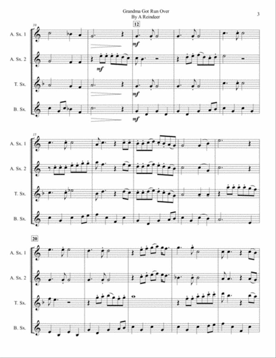 Grandma Got Run Over By A Reindeer Grandma Got Run Over By A Reindeer Woodwind Quartet scores gallery preview page 3