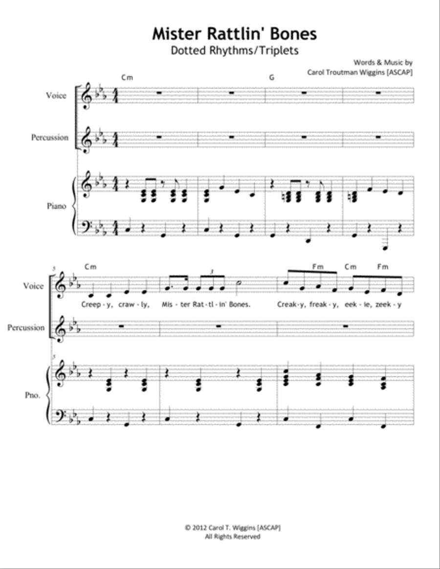 Mister Rattlin' Bones Mister Rattlin' Bones Unison Choir scores gallery preview page 1