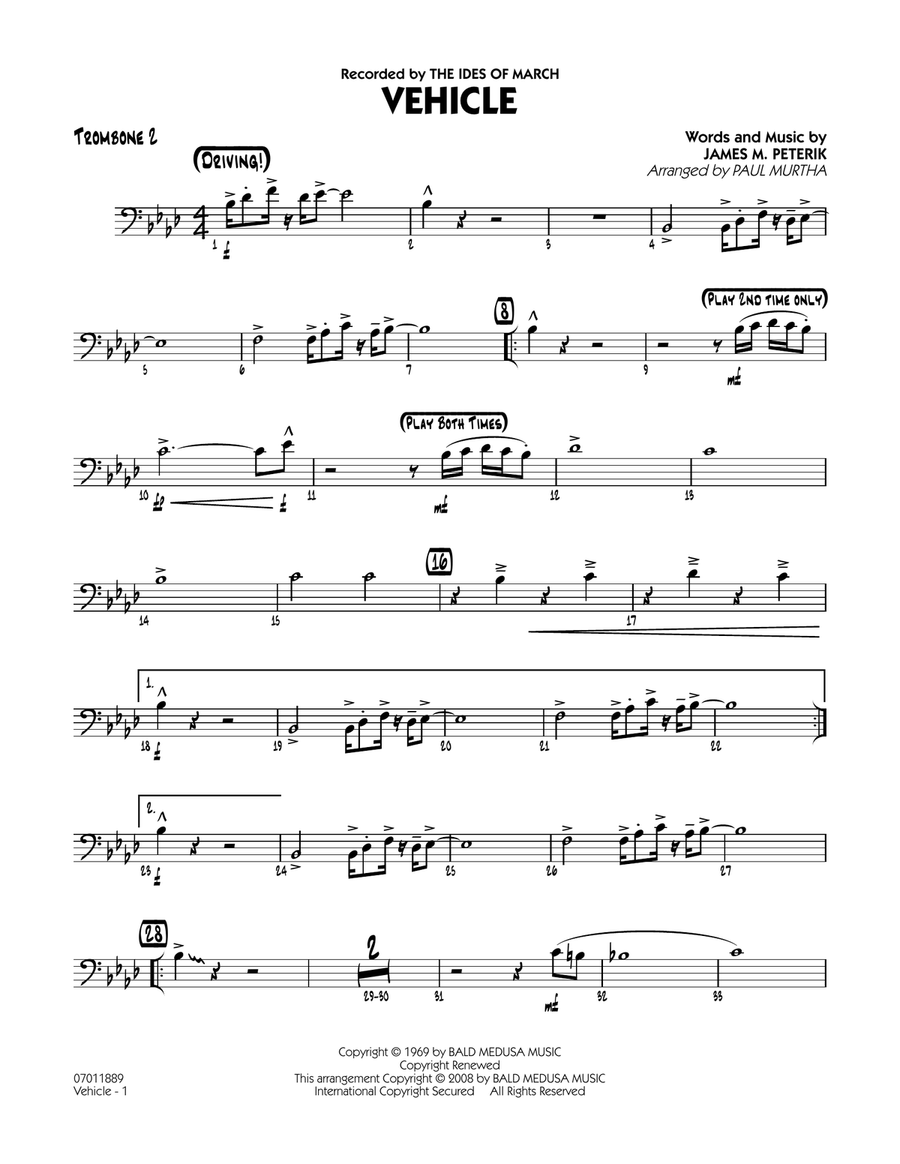 Vehicle - Trombone 2 Jazz Ensemble scores gallery preview page 1