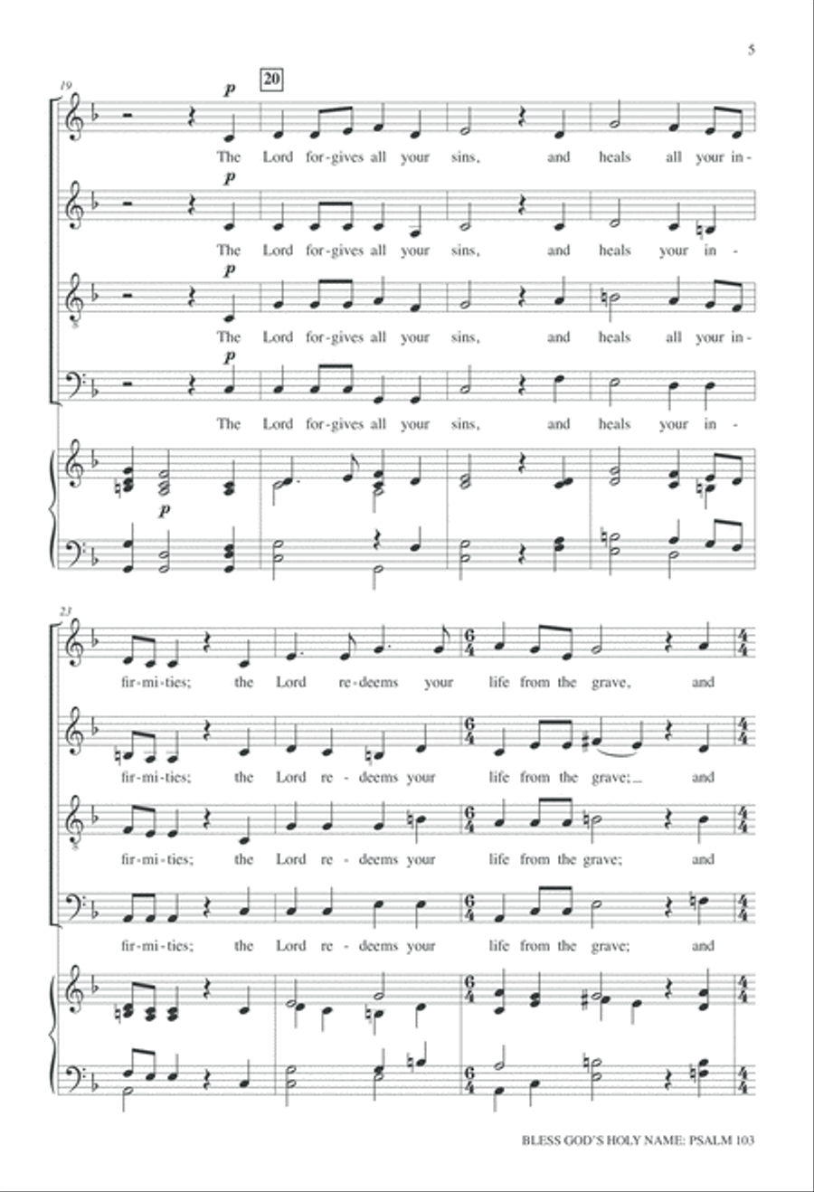 Bless God's Holy Name 4-Part scores gallery preview page 5