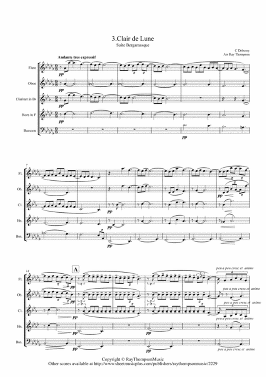 Debussy: Suite Bergamasque Mvt.3 Clair de Lune - wind quintet image number null