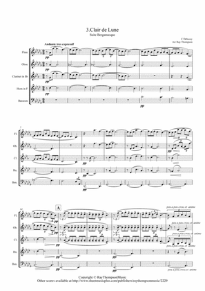 Book cover for Debussy: Suite Bergamasque Mvt.3 Clair de Lune - wind quintet