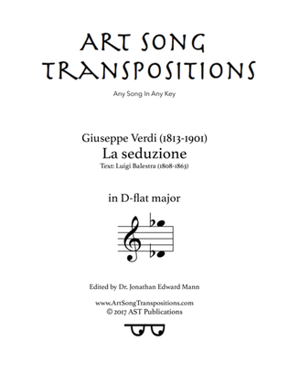 Book cover for VERDI: La seduzione (transposed to D-flat major)