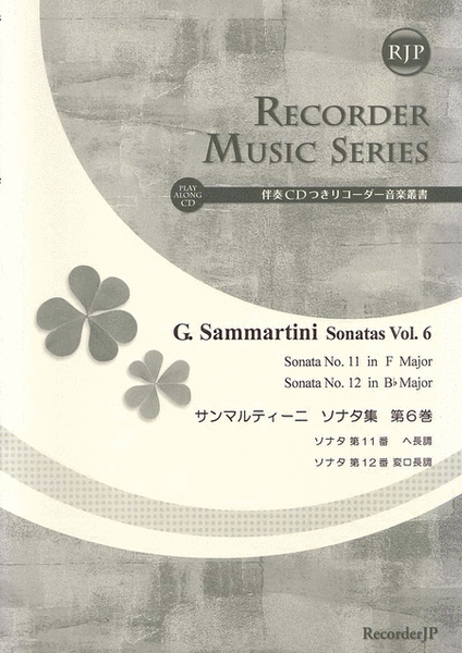Sonatas, Vol. 6 by Giuseppe Sammartini Alto Recorder - Sheet Music
