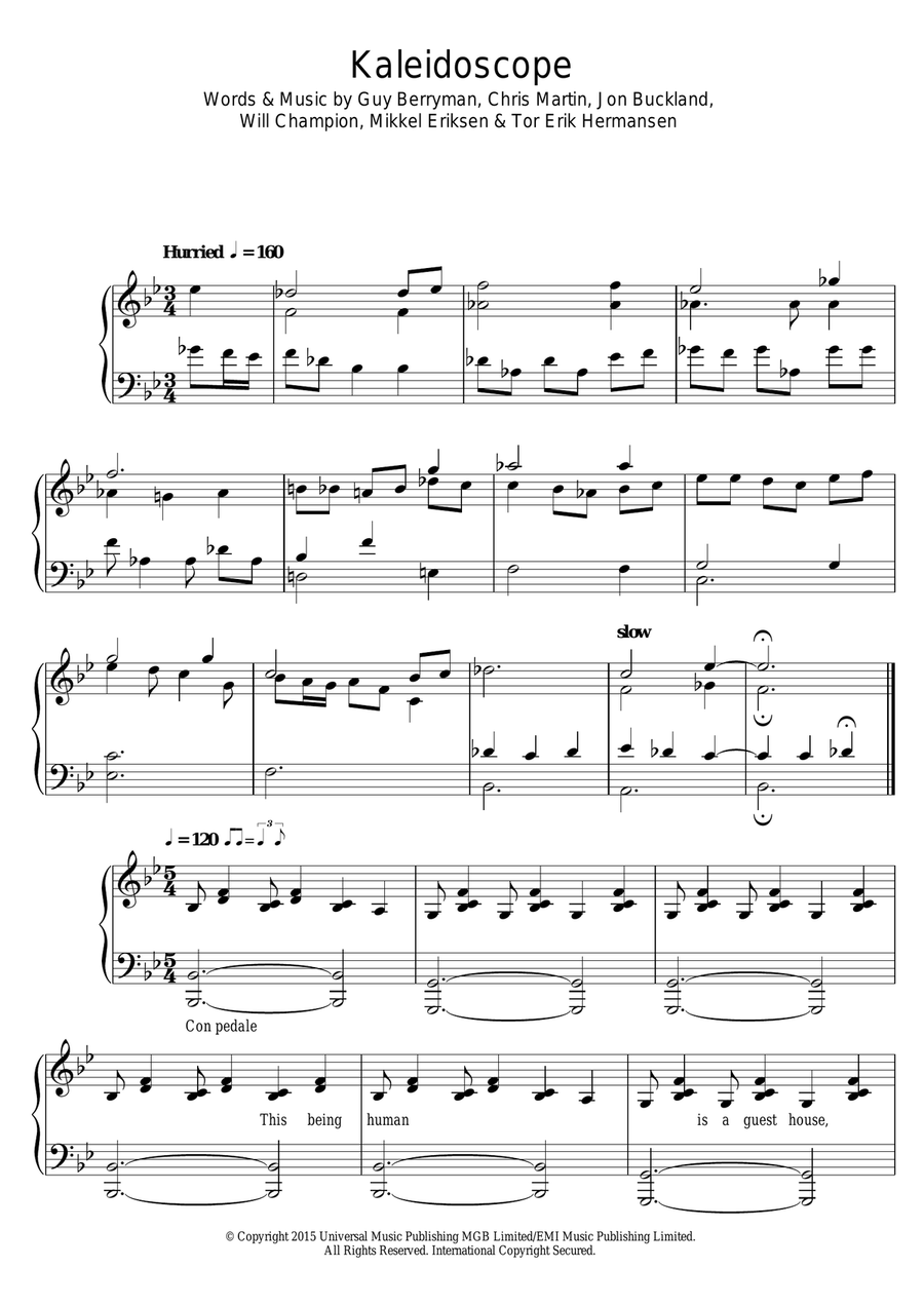 Kaleidoscope Piano, Vocal, Guitar scores gallery preview page 1