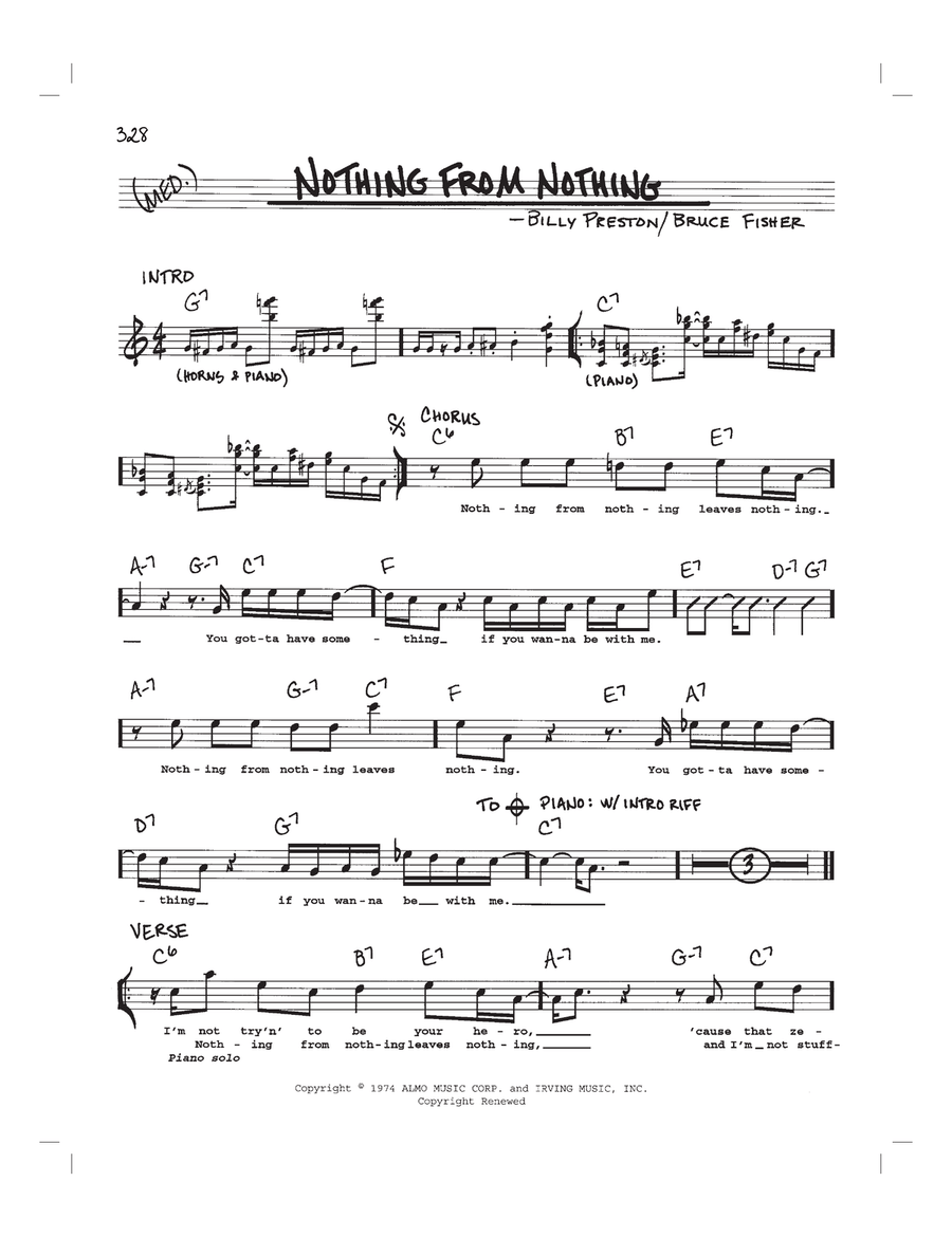 Nothing From Nothing Piano scores gallery preview page 1