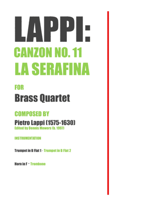 "Canzon No. 11: La Serafina" for Brass Quartet - Pietro Lappi