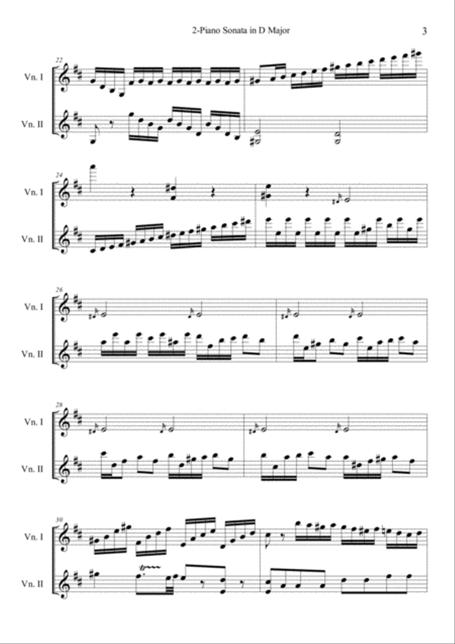 2 Piano Sonata in D Major K.448 Violin scores gallery preview page 3