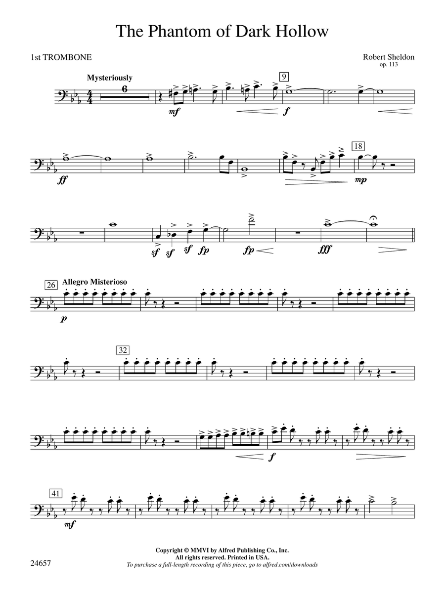 The Phantom of Dark Hollow: 1st Trombone