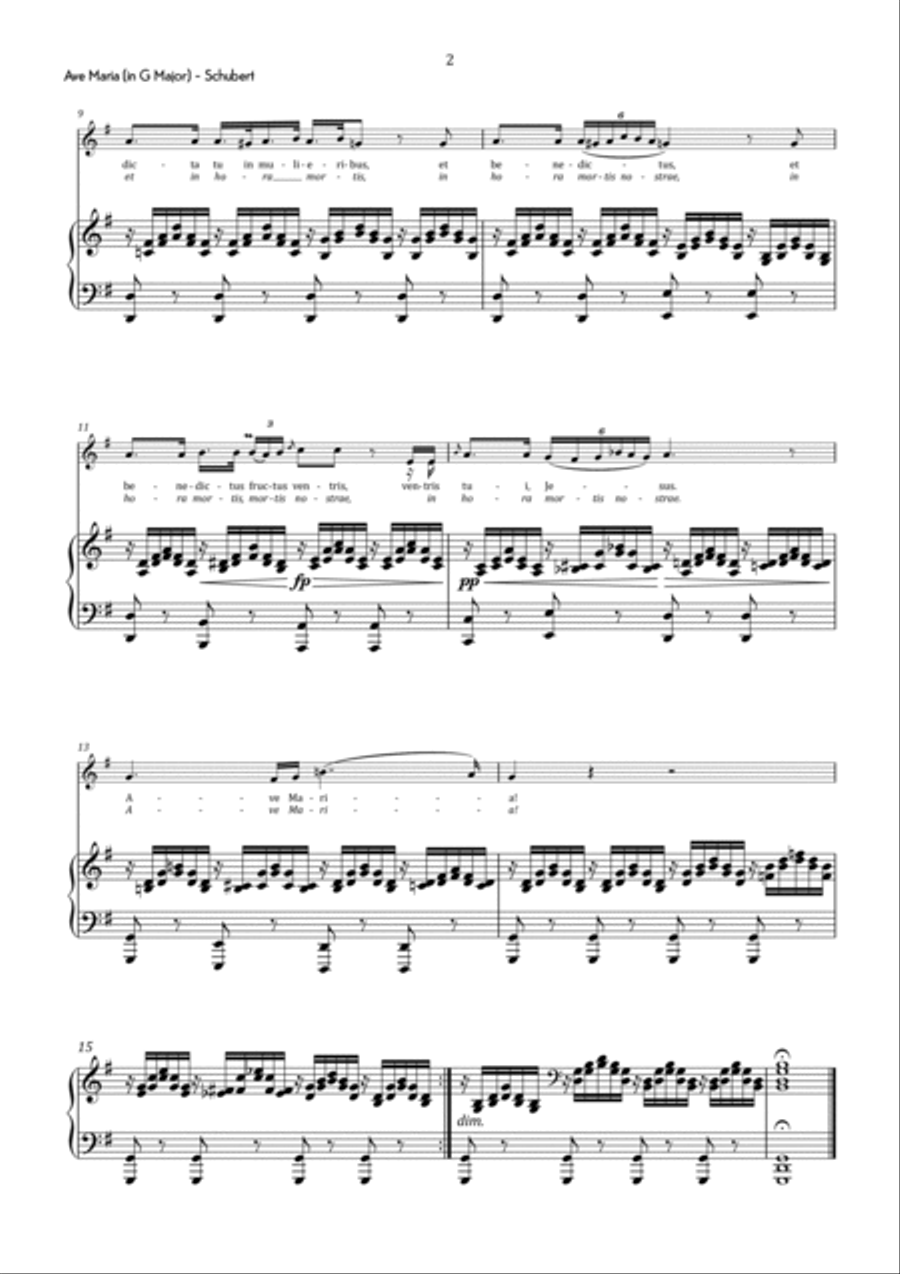 Schubert - Ave Maria in G Major - Intermediate Voice scores gallery preview page 3