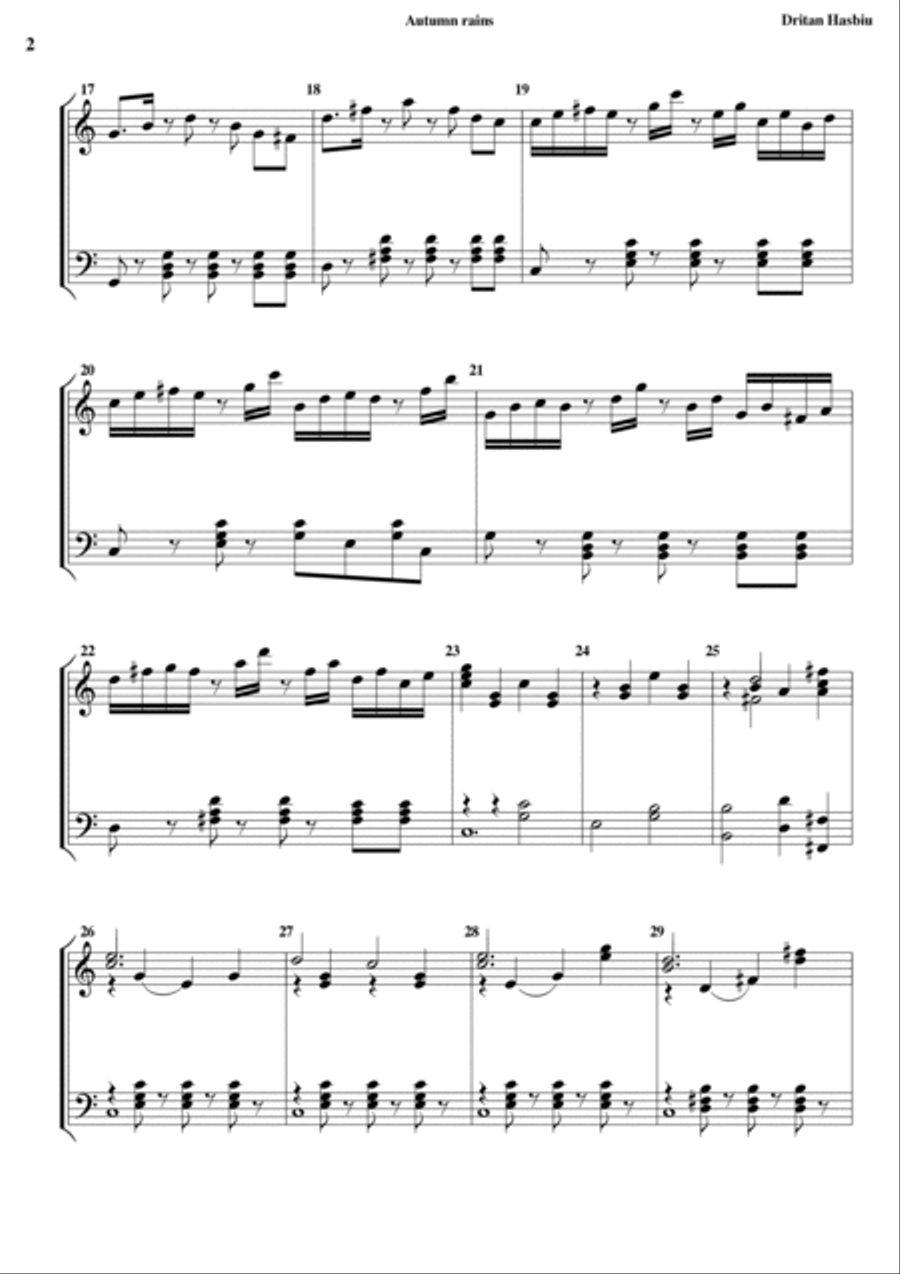 Autumn rains Piano Solo scores gallery preview page 2