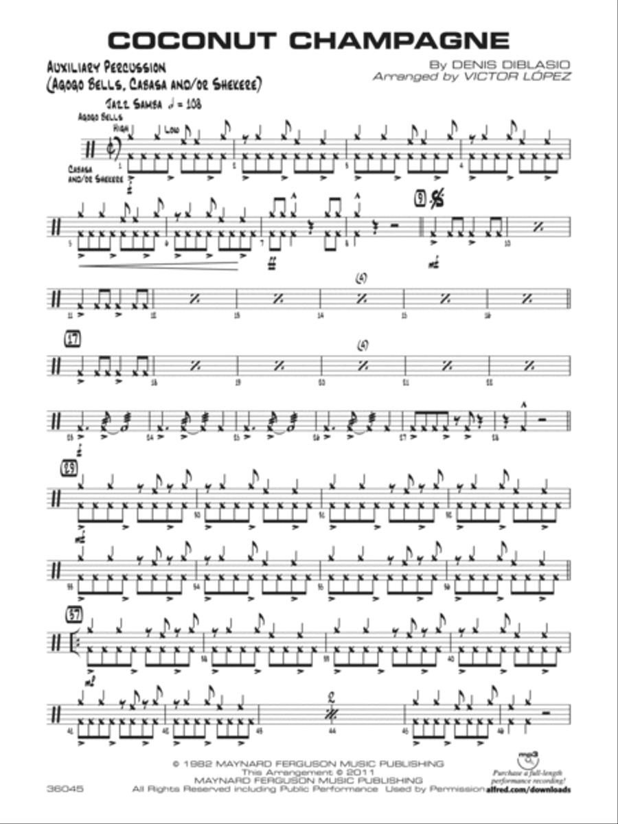 Coconut Champagne: 1st Percussion Jazz Ensemble scores gallery preview page 1