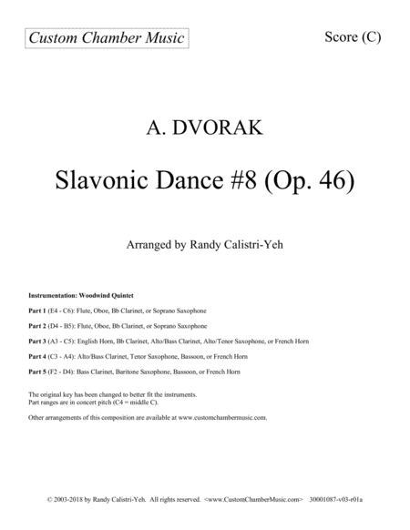 Dvorak Slavonic Dance #8 (woodwind quintet) image number null
