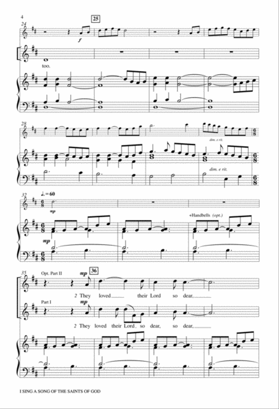I Sing a Song of the Saints of God Unison Choir scores gallery preview page 4