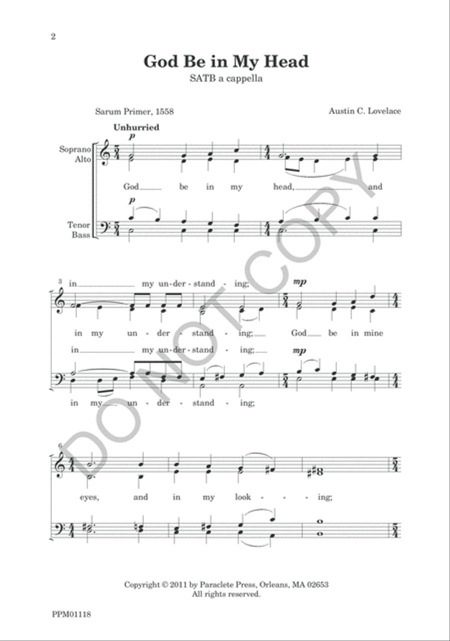 God Be In My Head 4-Part scores gallery preview page 3