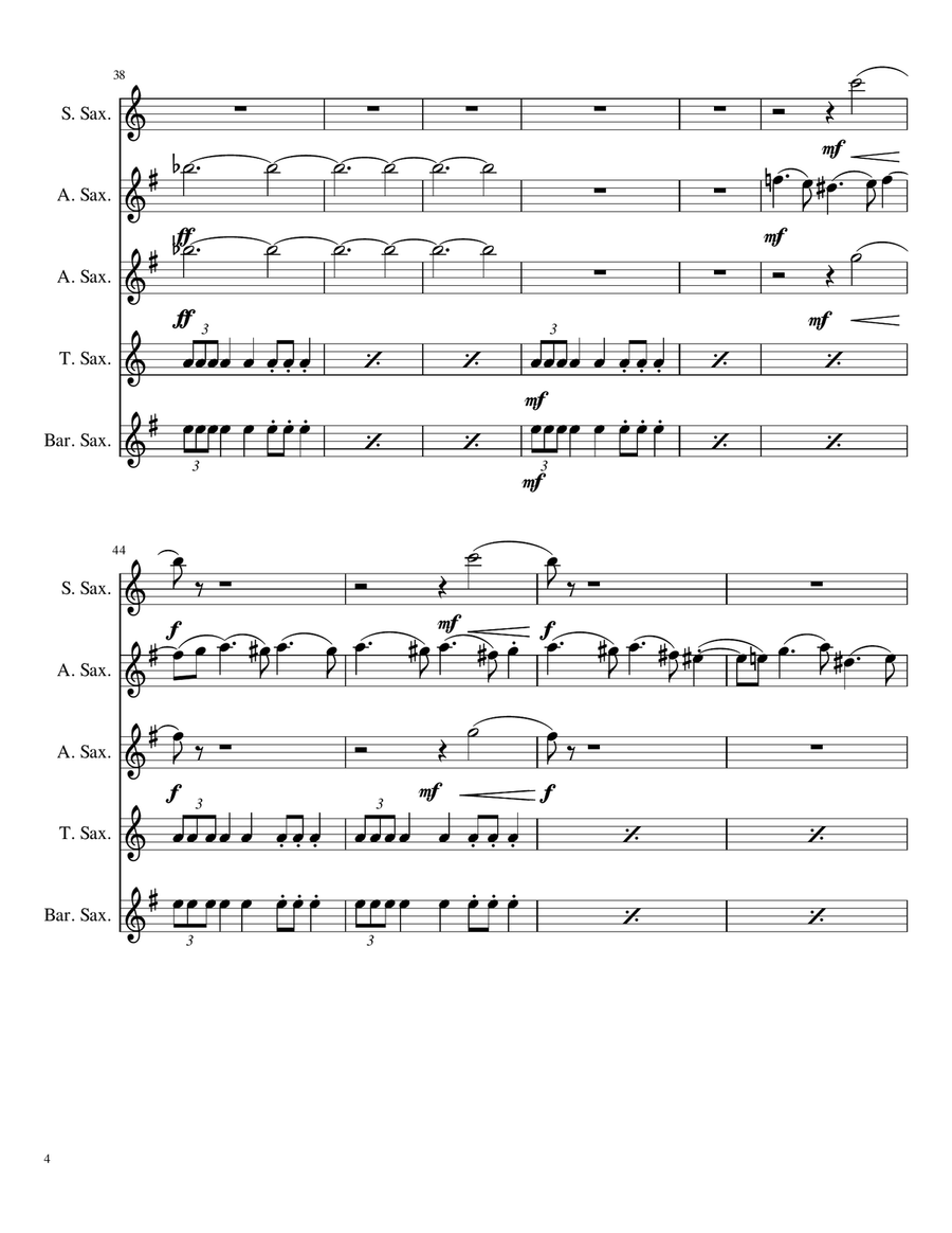 Mars, The Bringer Of War - For Saxophone Quintet Saxophone Quintet scores gallery preview page 4