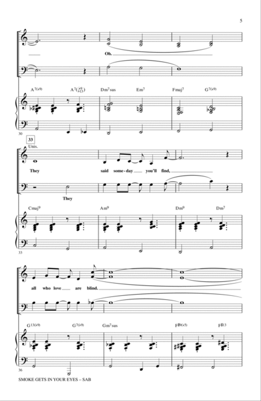 Smoke Gets In Your Eyes (arr. Kirby Shaw) 3-Part scores gallery preview page 4