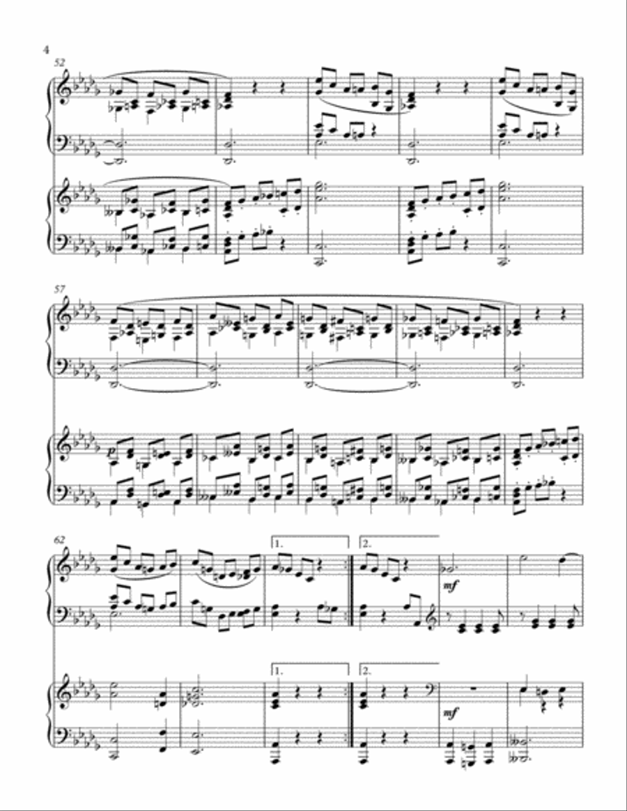 Sketch #3 (from Sketches for Pedal Piano) 2 Pianos, 4-Hands scores gallery preview page 4