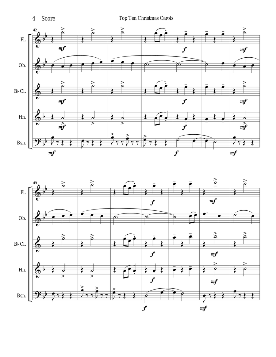 Tomorrow Shall be My Dancing Day for woodwind quintet Woodwind Quintet scores gallery preview page 4