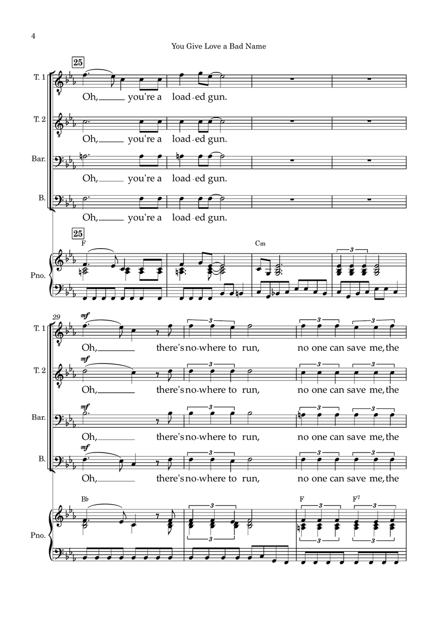 You Give Love A Bad Name TTBB scores gallery preview page 4