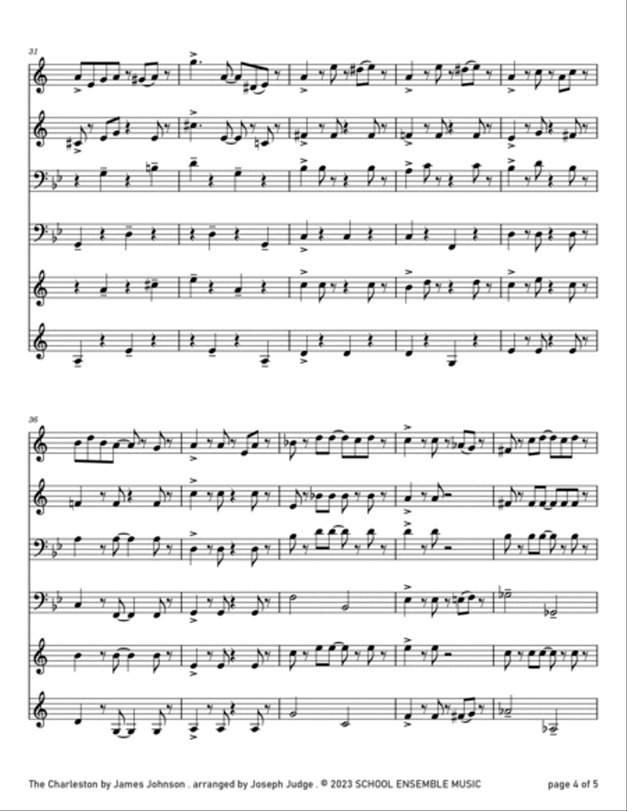 The Charleston by Johnson for Brass Quartet in Schools Brass Quartet scores gallery preview page 4