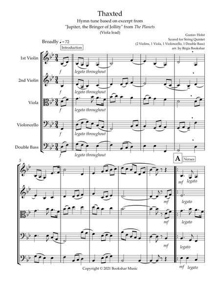 Thaxted (hymn tune based on excerpt from "Jupiter" from The Planets) (Bb) (String Quintet - 2 Violin image number null