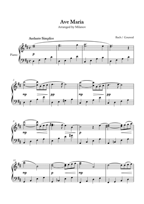 Ave Maria Bach Gounod in D Intermediate Piano