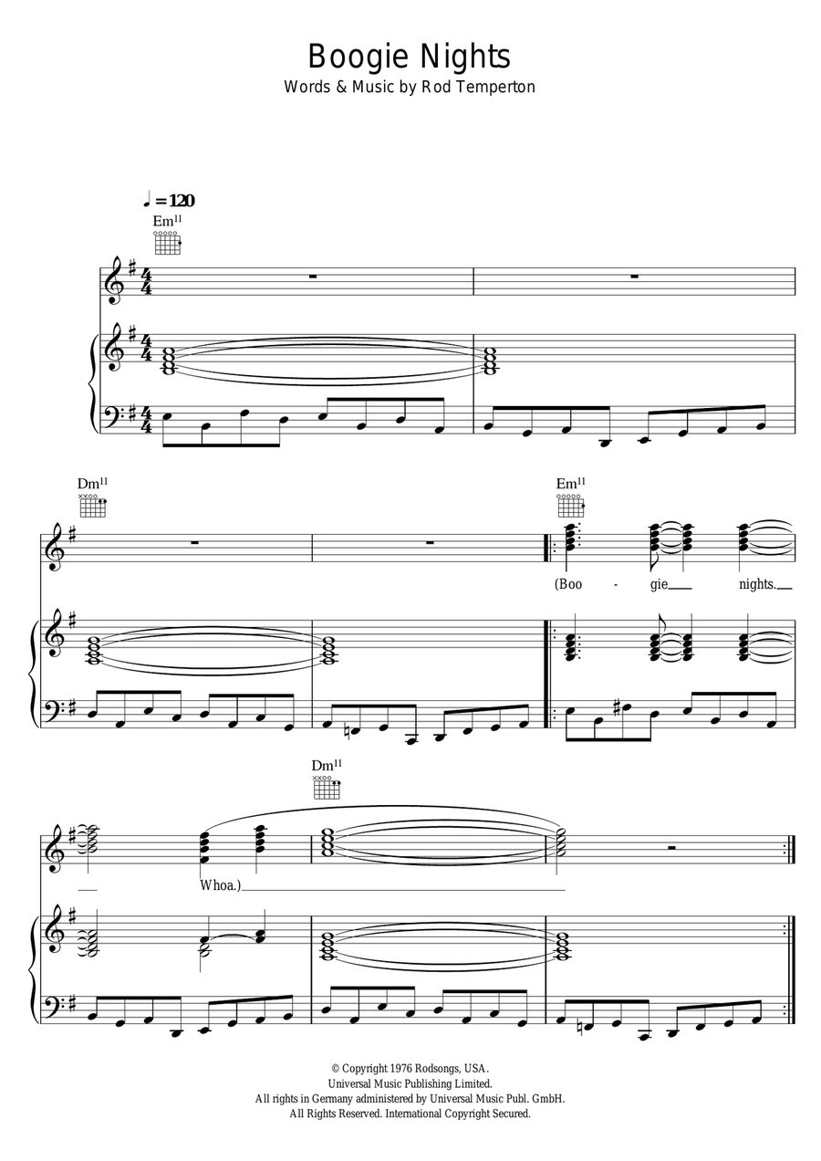 Boogie Nights Piano, Vocal scores gallery preview page 1