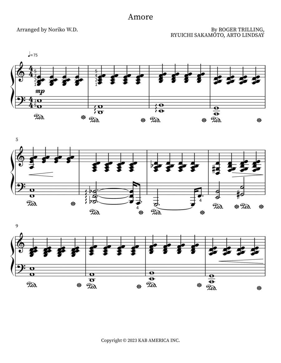 Amore Piano Solo scores gallery preview page 1
