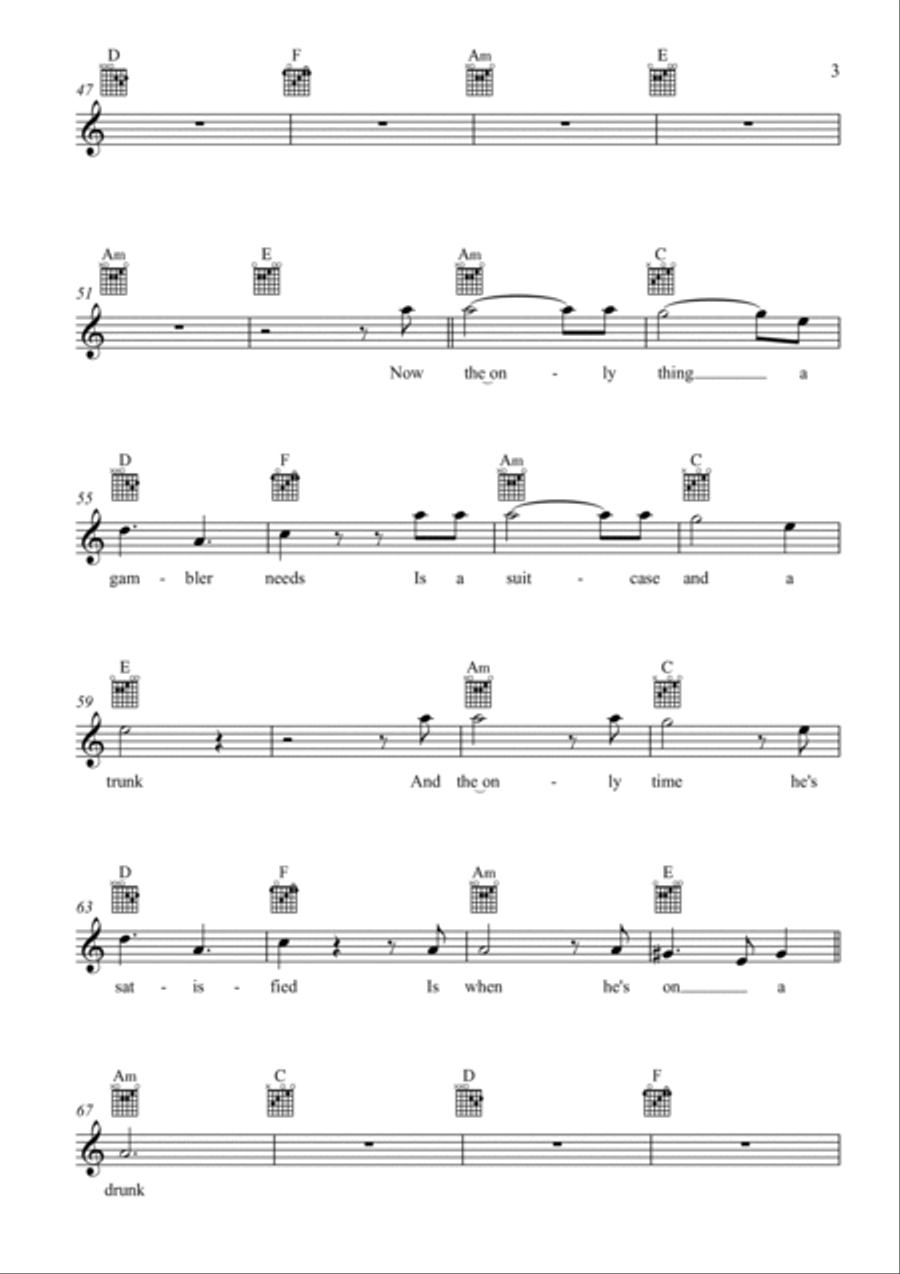 House of the Rising Sun - Lead Sheet - with play along Easy Piano scores gallery preview page 3