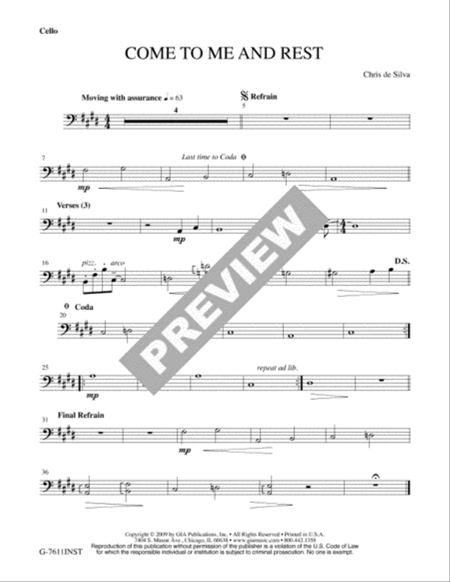 Come to Me and Rest - Instrument edition Cello scores gallery preview page 4