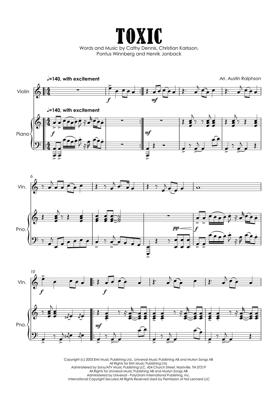 Toxic Toxic Violin Solo scores gallery preview page 3