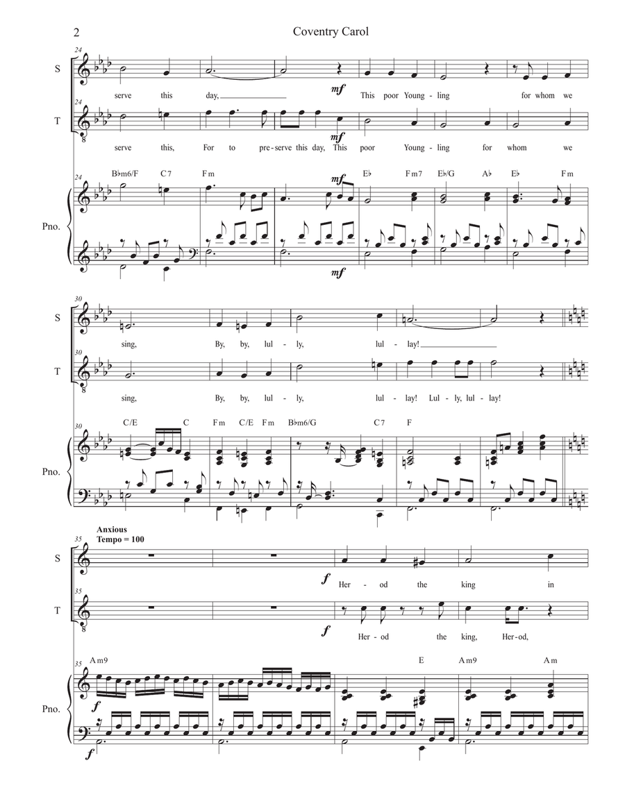Coventry Carol (Duet for Soprano and Tenor solo) Tenor Voice scores gallery preview page 3