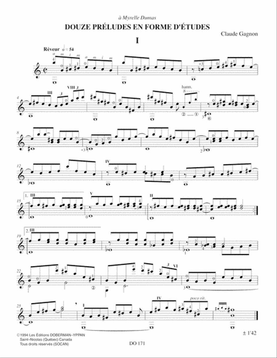Douze préludes en forme d'études Classical Guitar scores gallery preview page 3
