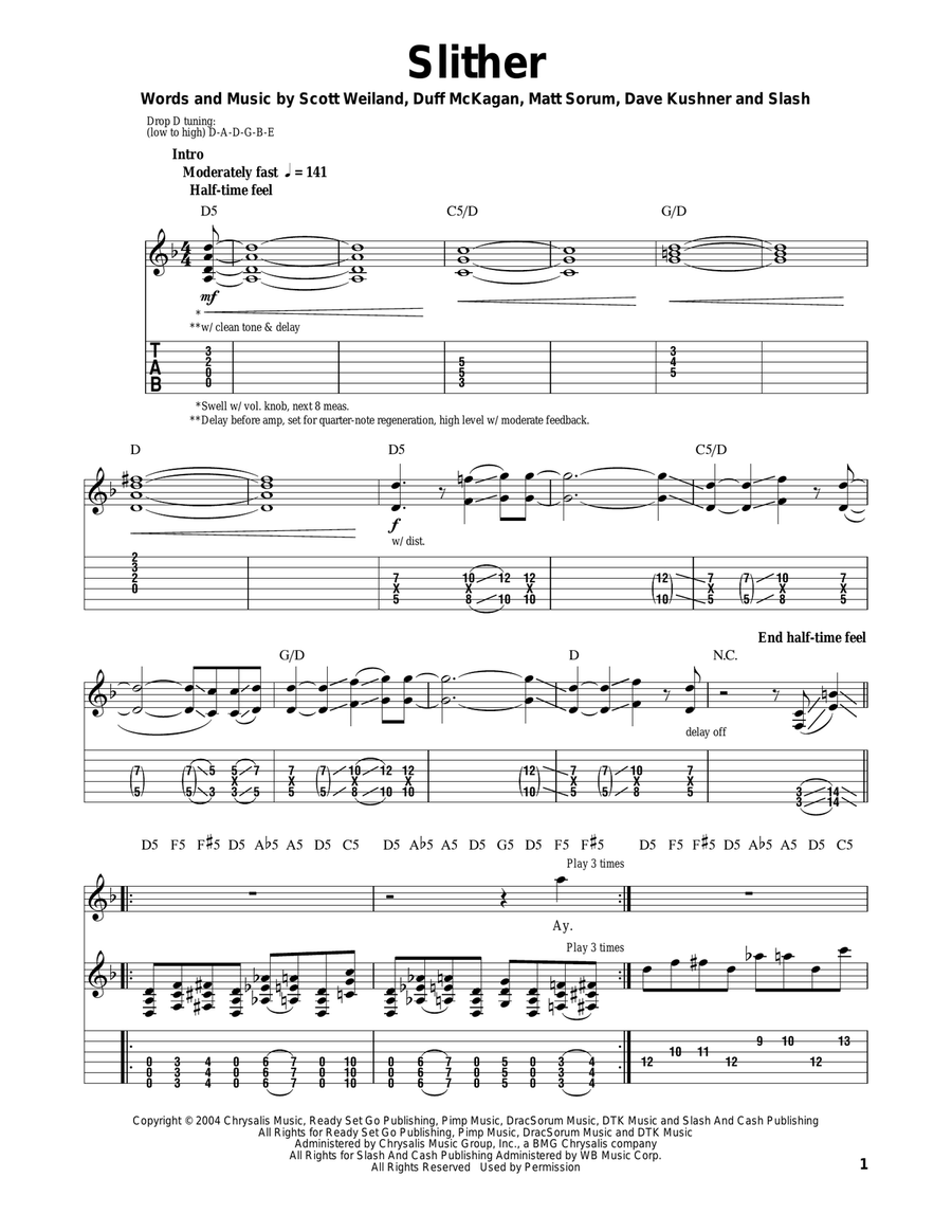 Slither Acoustic Guitar scores gallery preview page 1