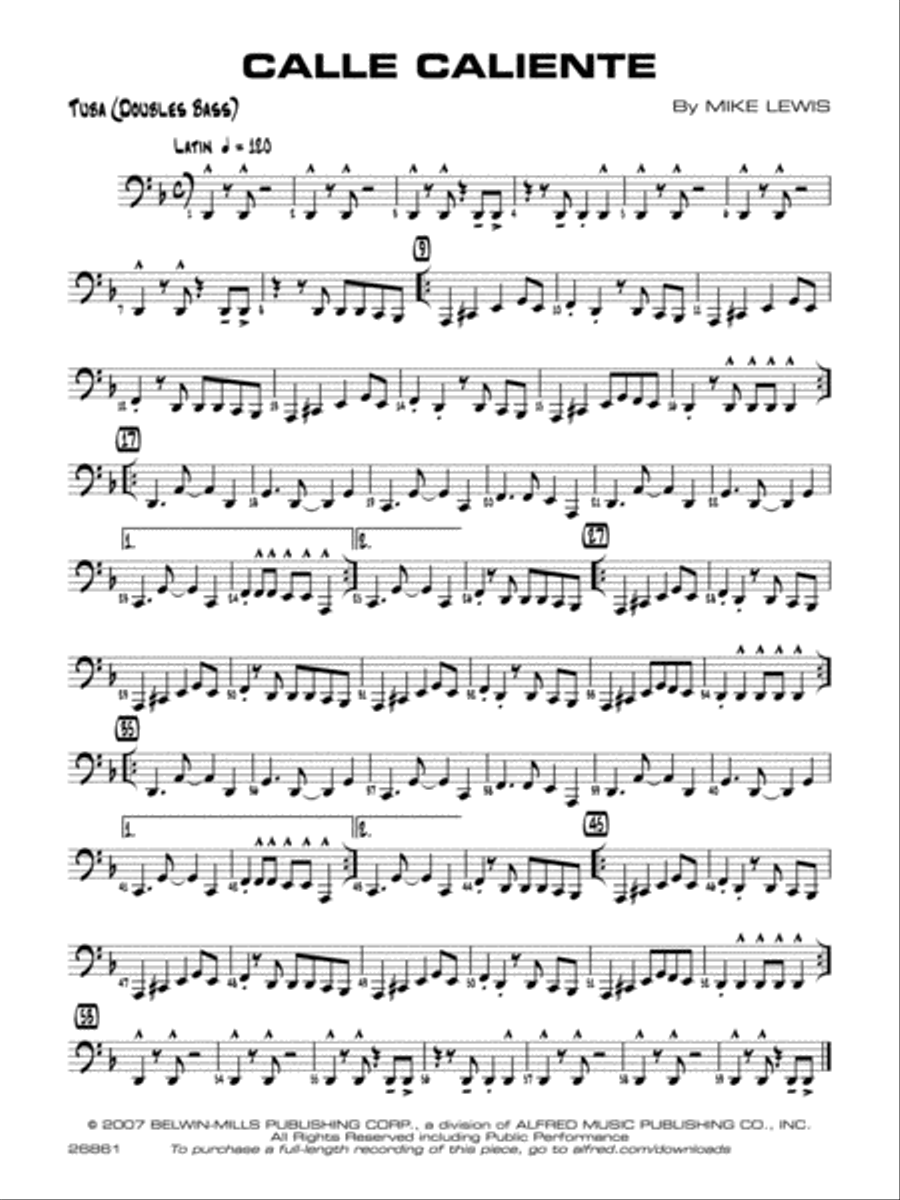Calle Caliente: Tuba Calle Caliente: Tuba Jazz Ensemble scores gallery preview page 1