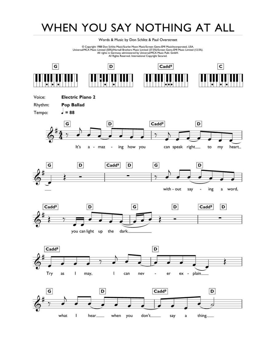When You Say Nothing At All Piano scores gallery preview page 1
