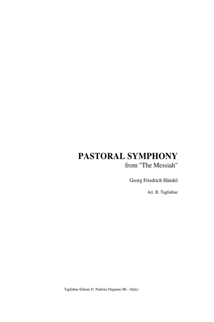 PASTORAL SYMPHONY - from The Messiah - Handel - Arr. for Piano/Organ Organ scores gallery preview page 1